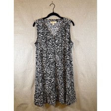Michael Michael Kors Black White Floral Sleeveless Tiered Dress Large