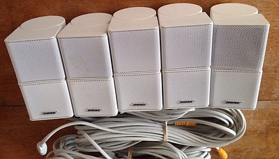 White Premium Bose Jewel Double Cube Speakers W Cables Excellent