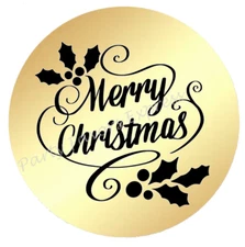 GOLD FOIL MERRY CHRISTMAS ENVELOPE SEALS LABELS STICKERS PARTY FAVORS