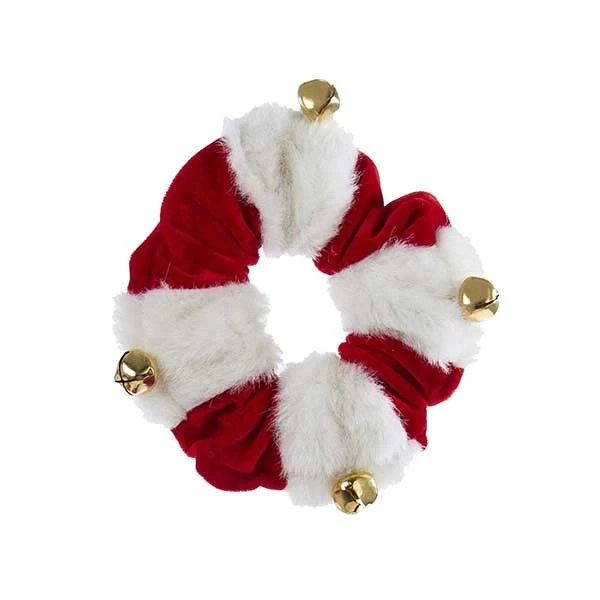 Holiday Velvet & Fur w/Bells Pet Scrunchie - Image 2 of 2