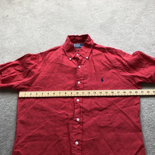 Ralph Lauren Vintage Men’s Pure Linen Short Sleeve Shirt Washed Red Size S - Picture 11 of 11