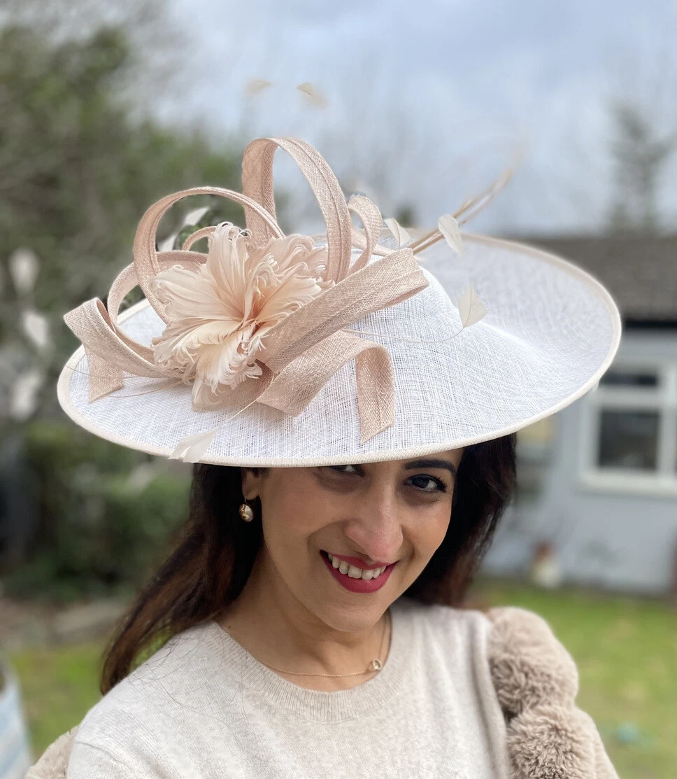 SNOXELL GWYTHER IVORY AND ALMOND ASCOT WEDDING HATINATOR HAT OCCASION FORMAL