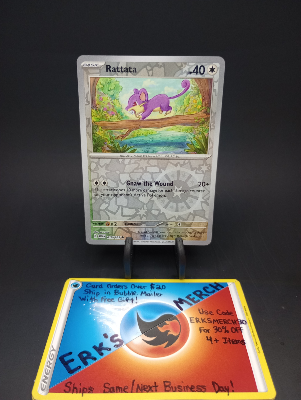 Rattata 019/165 English 151 Reverse Holo Common Pokemon Card