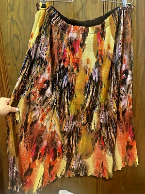 Femmes Flair 100% Polyester Noir Rouge Floral Jaune Taille L Midi Chemise - Photo 1/4