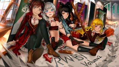 Anime rwby girls ruby rose weiss schnee blake belladonna Playmat Game Mat Desk