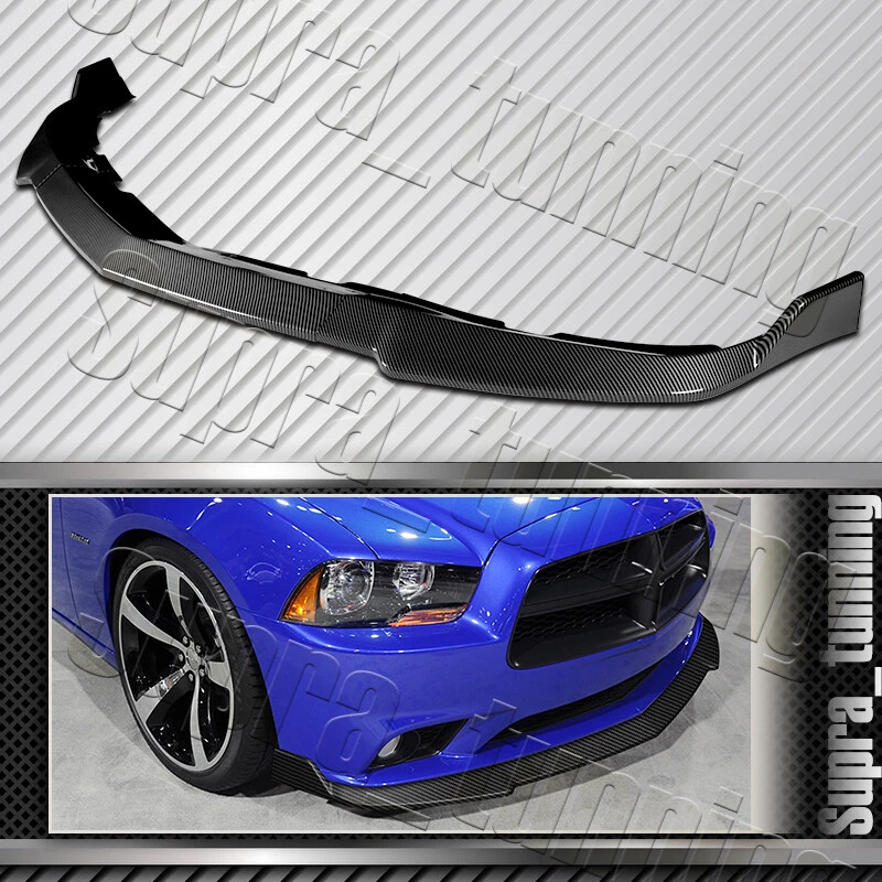 STP-Style For 11-14 Dodge Charger Carbon Look Front Bumper Splitter Spoiler Lip - Image 2 of 4