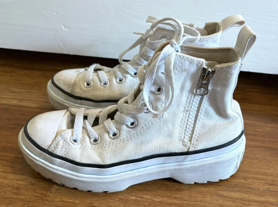 Lote de 2 Zapatos Converse Chuck Taylor Blanco Plataforma y Negro Alto Talla 3 Juveniles Foto 3 de 4