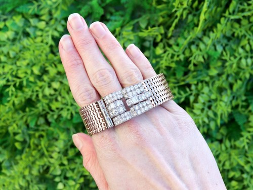 Antikes Armband 6,50ct Diamant und 16k Rotgold um 1930 - Bild 2 von 14