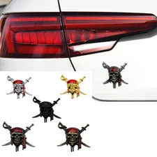 Chrome Metal Pirate Skull Cross Bones Car Trunk Emblem Badge Decals Sticker