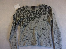 Sarah Spencer Large Angora Rabbit Hair Lambswool Blend Gray Sweater Top