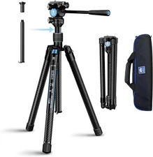 Carbon Fiber Tripod Lightweight 2lbs with Panoramic Fluid Head