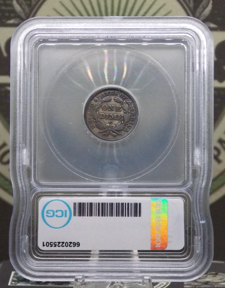 Moneda de diez centavos de plata libertad sentada 1849 "O" 10c ICG VF25 detalles #501 muy fina ECC&C Foto 4 de 4