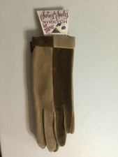 Vintage Wells Lamont Teen Winter Gloves Faux Suede Lined 1960s Tan Brown NWT