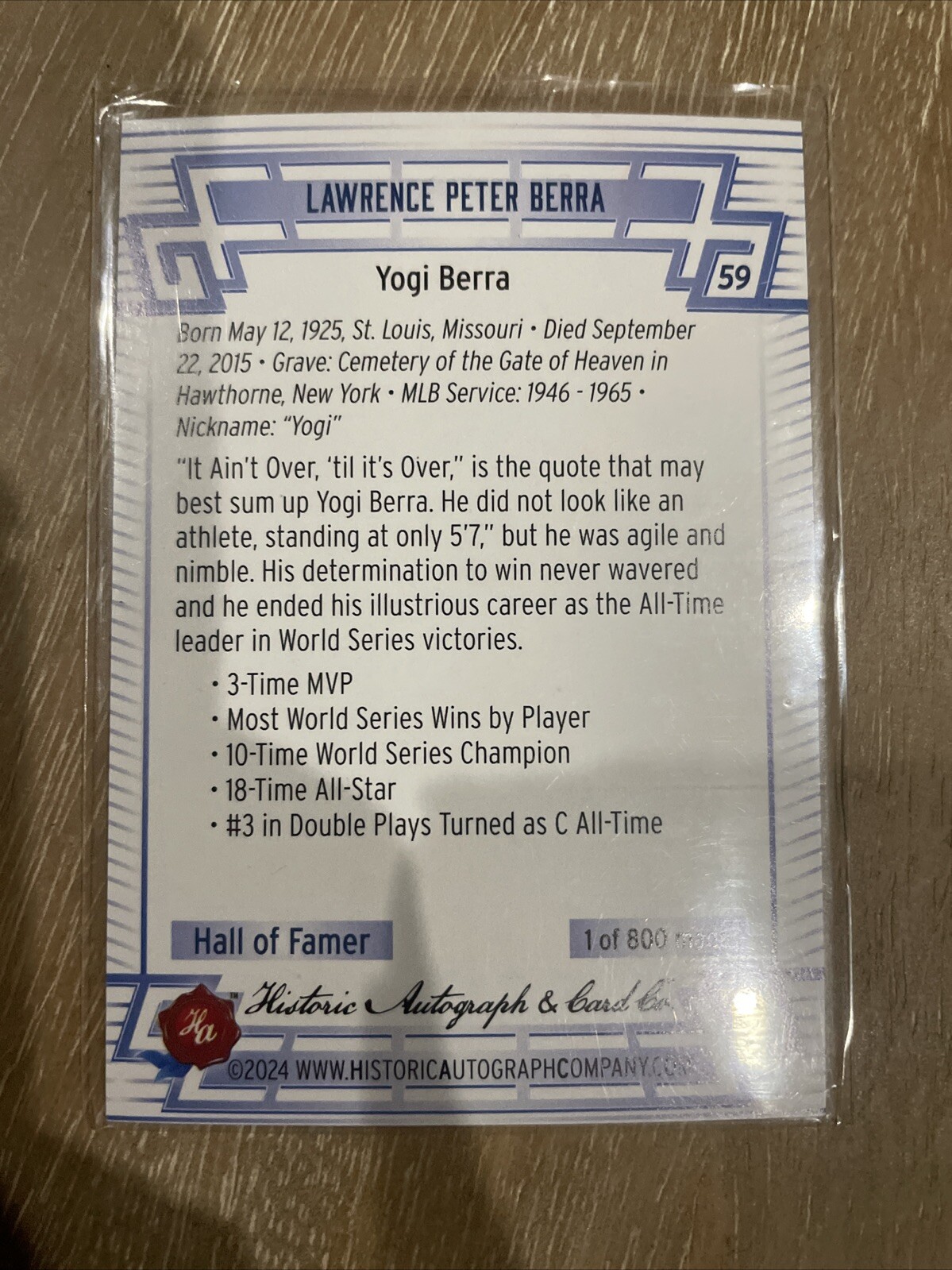 2024 All Time Great card 59 Yogi Berra /800 Tier 2 HOF PLAYER eBay