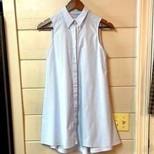 Alice + Olivia Blue and White Striped Cotton Sleeveless Dress XS.