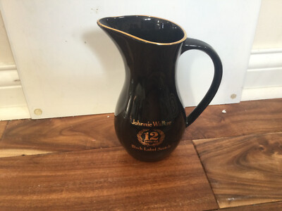 Johnnie Walker Pitcher 12 Years Old Black Label Scotch 7 1/2''' Retro England