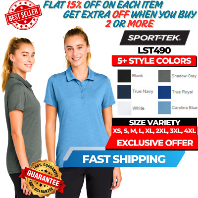 Sport-Tek LST490 Womens Short Sleeve 4 Button Placket Versa Polo Stylish T-Shirt