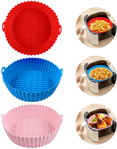 3 Pack Air Fryer Liner Silicon 6.3" Reusable & Economic Silicone Pot for 3-5 QT - Picture 1 of 6