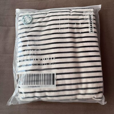 New Korea Starbucks Summer Black Stripe Cozy Pool Hoodie Terry