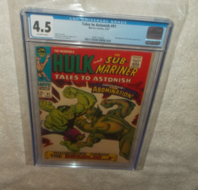 TALES TO ASTONISH # 91 CGC 4.5 2ND APPEARANCE ABOMINATION 1967 HULK SILVER AGE