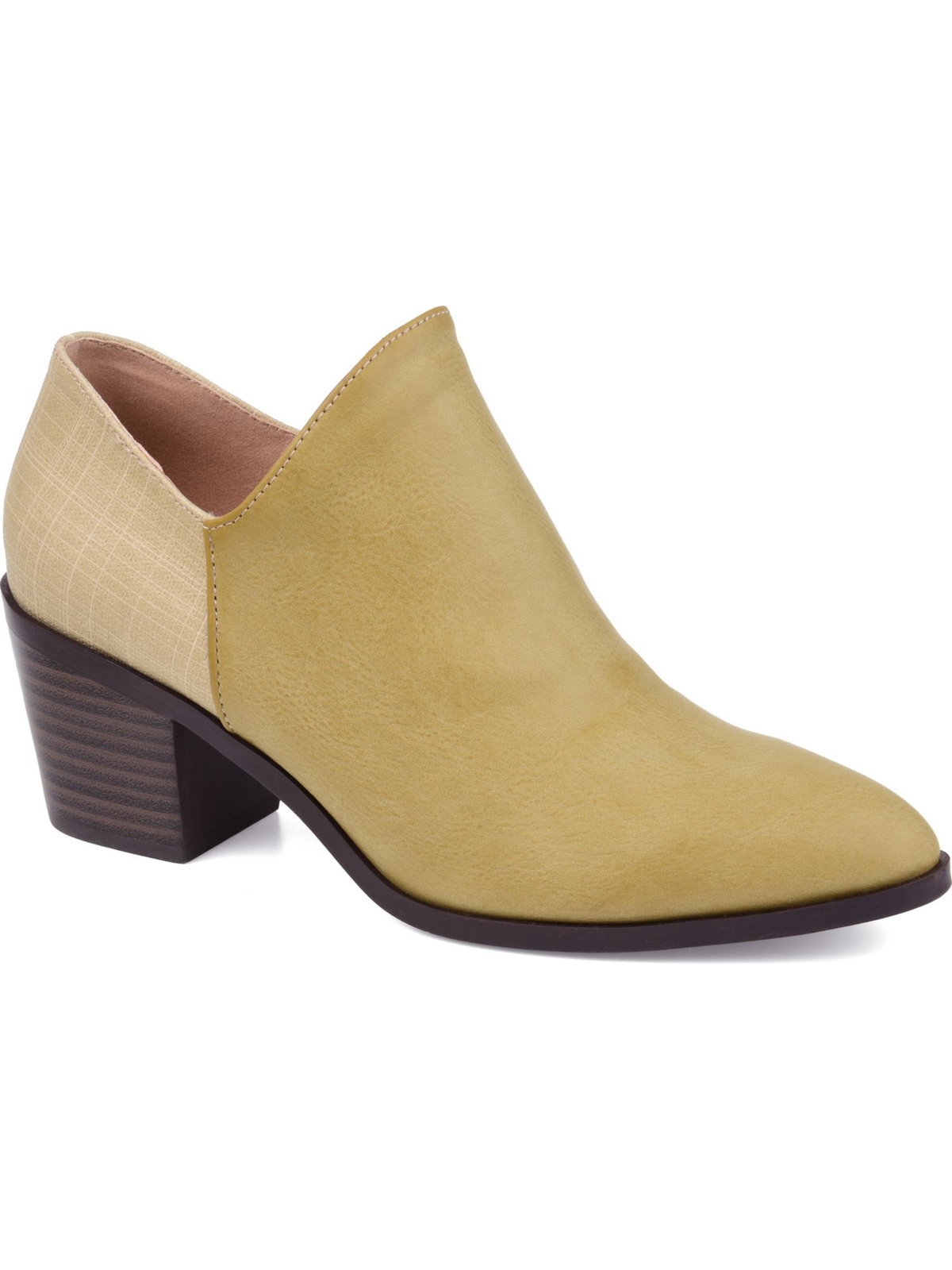 JOURNEE COLLECTION Womens Brown Two-Toned Adison Almond Stacked Heel Booties 9