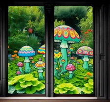 Trippy Mushrooms Blackout Curtains Set Drapes Shades Black Out Psychedelic Dorm