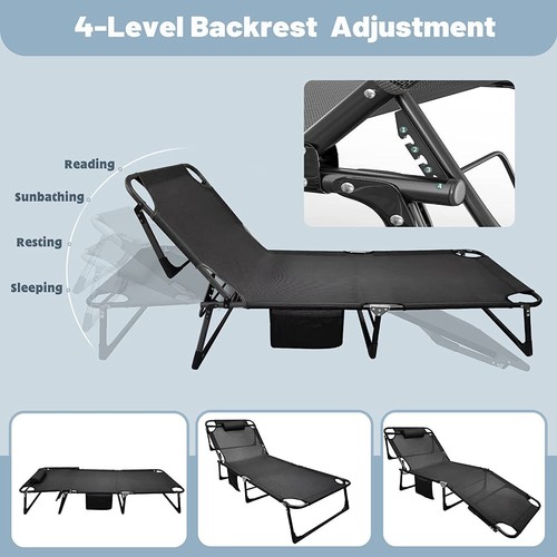 MOPHOTO Outdoor Portable Folding Lounge Chair Cots,4-Fold Cots & Pillow Mattress - Picture 7 of 18
