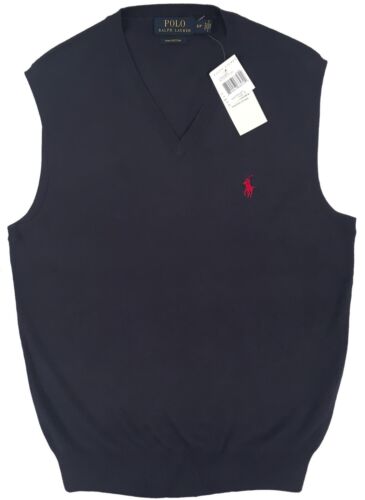 NEW Polo Ralph Lauren Sweater Vest! Navy or Gray Slimmer Fit Pima Cotton |  eBay
