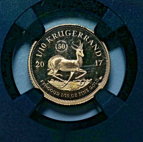 2017 South Africa 1/10KR  50th Anniversary Gold Krugerrand NGC PF70 Ultra Cameo