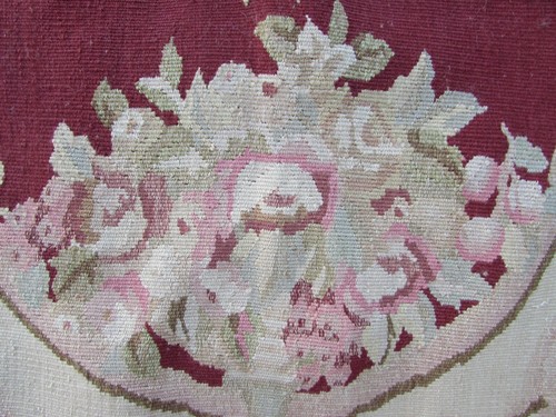 Vintage Handgemacht Französisch Design Wolle Rot Creme Original Klein Aubusson - Bild 10 von 12