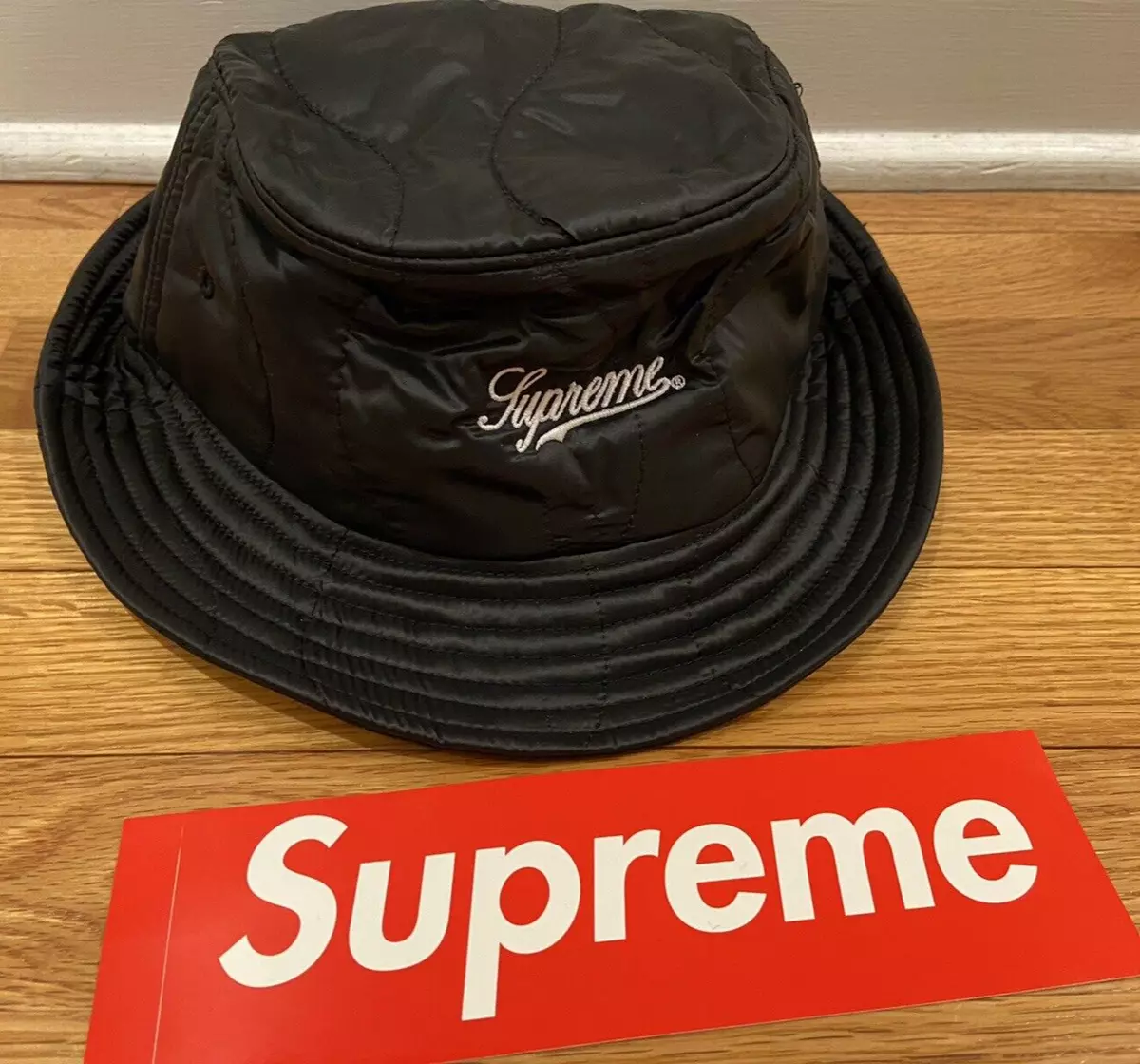 Supreme Black Quilted Liner Crusher Bucket Hat - Black - SIZE S/M - FW22