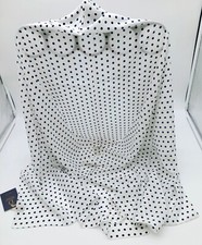 Italian Silk White Blue Polka Dot Scarf 70x27   Made In Italy