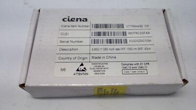 CIENA NTTP84AAE6 01 9.95-11.09 GB/S MULTI-RATE XFP, 1550 NM, 80 KM
