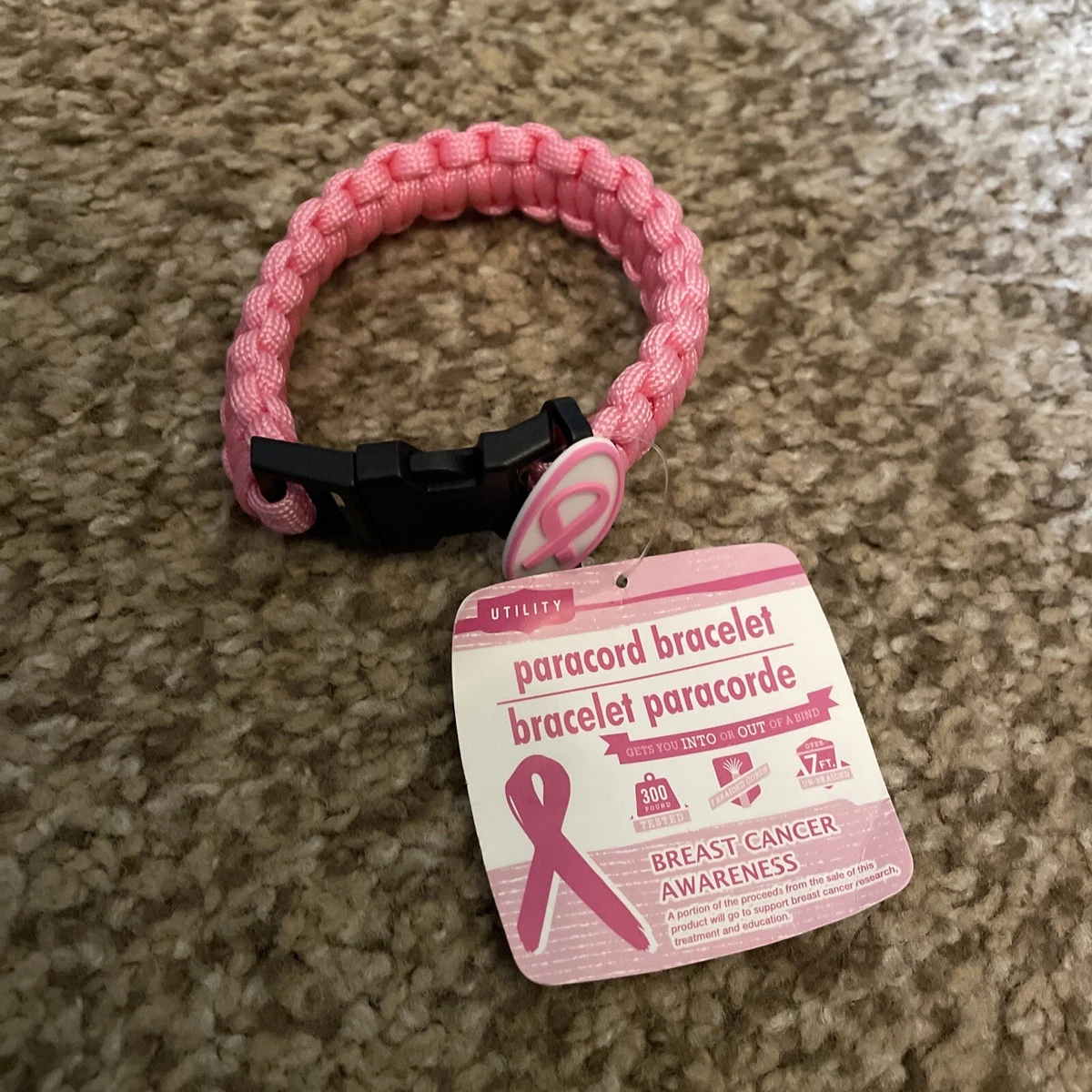 Utility Paracord Bracelet/Bracelet Paracorde Breast Cancer Awareness