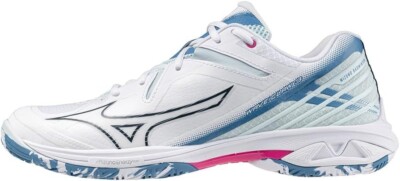 MIZUNO Badmintonschuhe WAVE CLAW 3 FIT 71GA2442 21 Weiß Blau Pink Neu Größe 2E