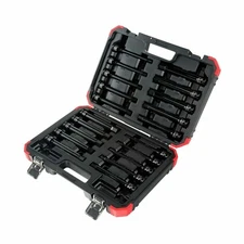 SUNEX 2637L Hex Driver Set 1/2" Drive 6" Long Master Impact SAE Metric 20 Pc NEW