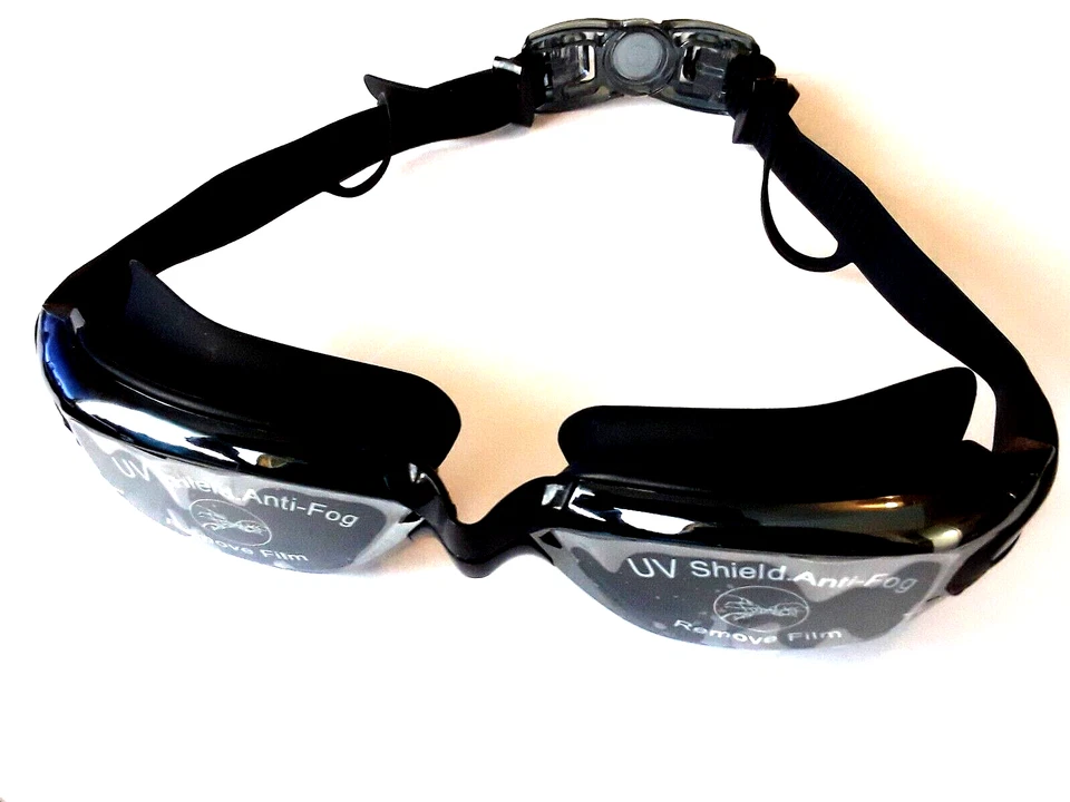 Adult Swim Goggles Anti-fog UV protection free ear plugs, nose-clip -black - Image 3 of 4