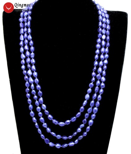 7-9mm Baroque Natural Freshwater Pink Pearl Necklace for Women Long Necklace 80" - Picture 15 of 34