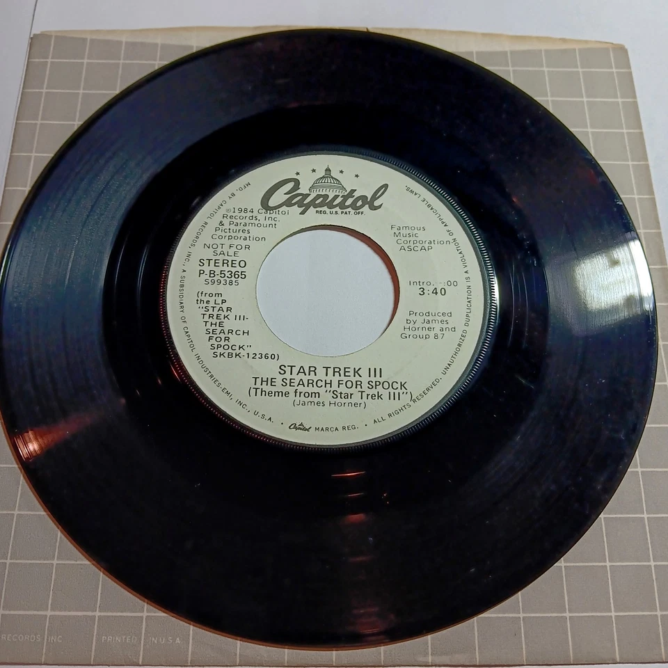 Star Trek III: Search For Spock Theme Promo 7" 45rpm - Image 2 of 4