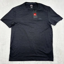 NWT Quiksilver Dry Flight T Shirt Mens M Gray Black Performance Tech Running Gym