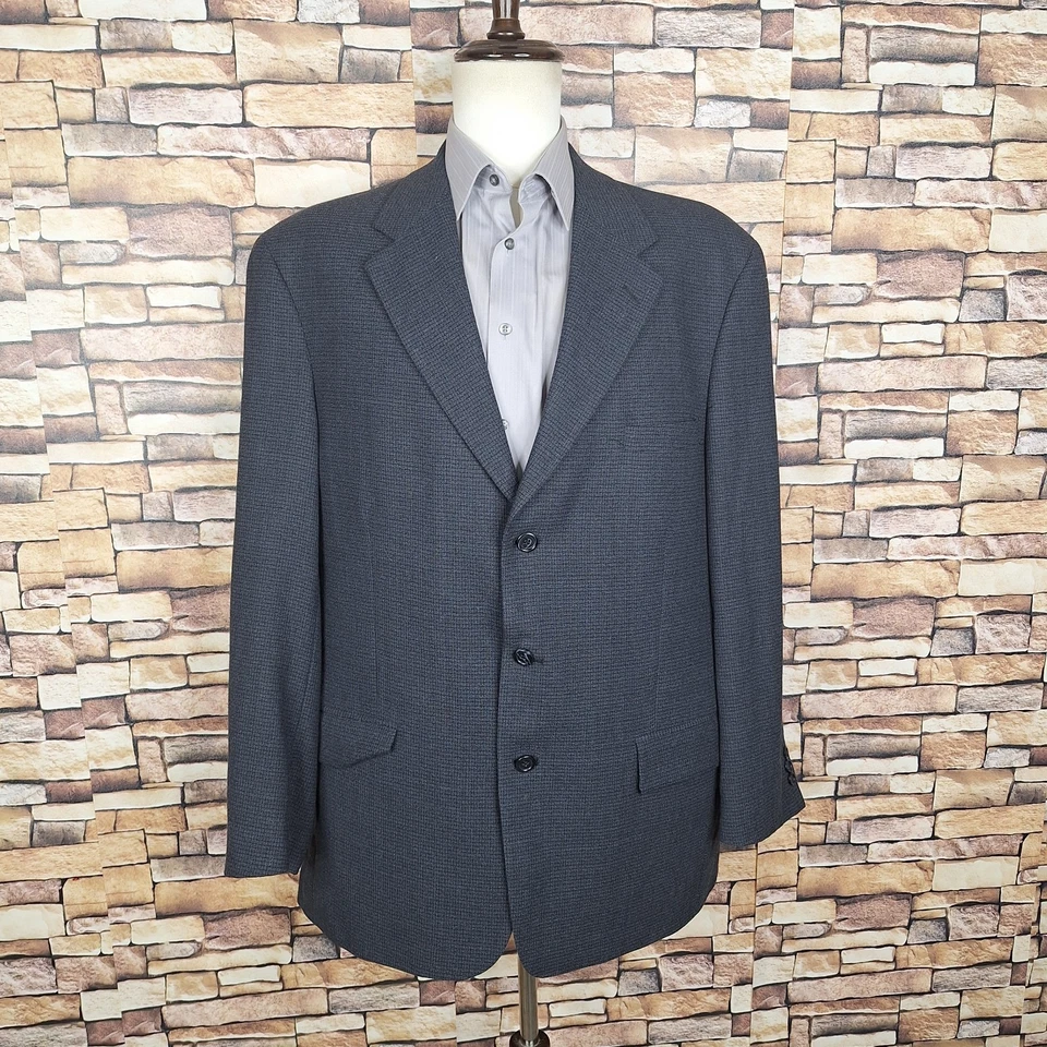 Claiborne 2 件套男式 48L 40X31 灰色格子 3 按钮 VL 羊毛 — 第 3/4 张图片