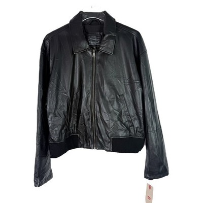 NWT Levi's Lightweight Faux Leather Bomber Jacket Zippers Black Size XL NEW
