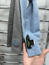 Shanghai Tang Gray Blue Cashmere Silk Reversible Scarf 