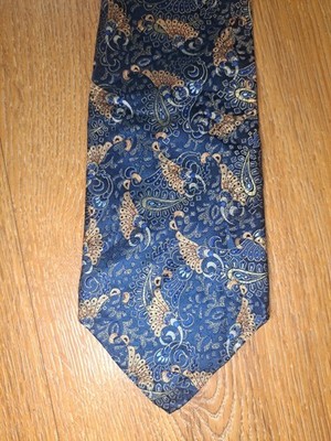 Robert Talbott Best of Class Tie Mens Paisley Blue Gold Silk
