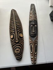Hand-carved Wooden Tribal Masks Both Are Hand Made From The 1970  s