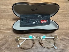 Ray-Ban Clear Frame Sunglasses Gold Accents Unisex Used