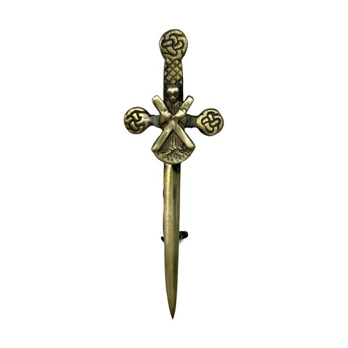 AAR Masonic Antique Brass Kilt Pin Highland Scottish Celtic Design AAR Masonic Antique Brass Kilt Pin Highland Scottish Celtic Design