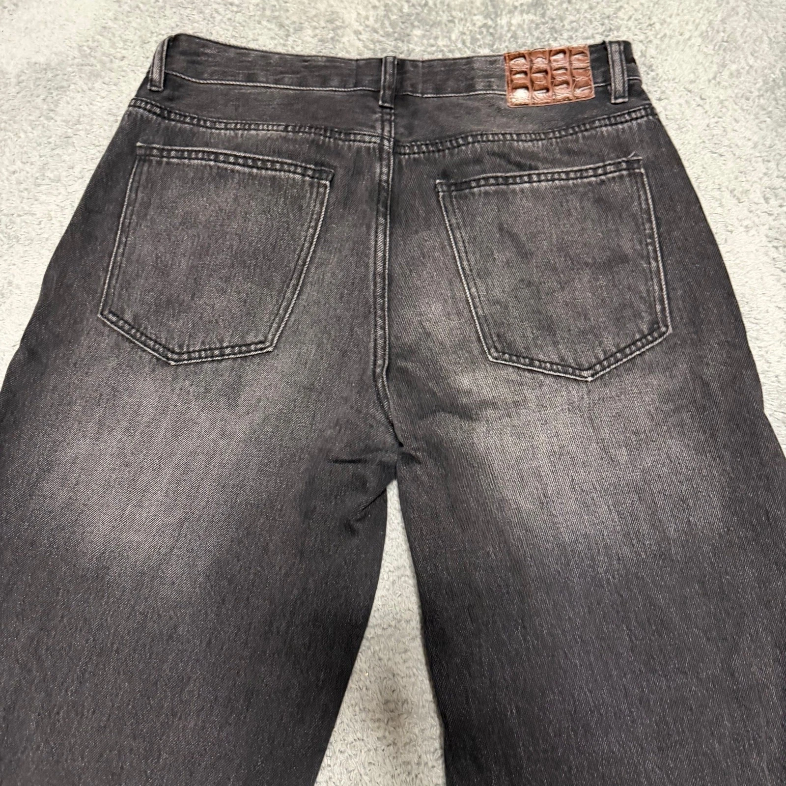 Mutimer Jeans Mens 34 x31.5 Black Dark Wash Baggy Wide-Leg Relaxed Fit - product detail image 4