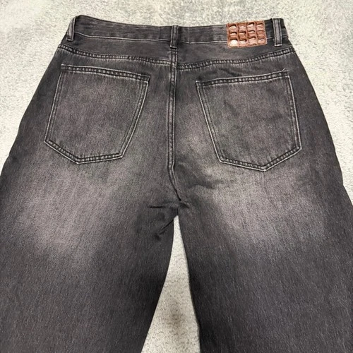 Mutimer Jeans Mens 34 x31.5 Black Dark Wash Baggy Wide-Leg Relaxed Fit image 4