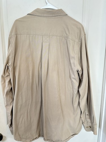 Scandia Woods Mens Large Vintage Khaki Flannel Lined Shirt Jacket Shacket - Picture 6 of 12